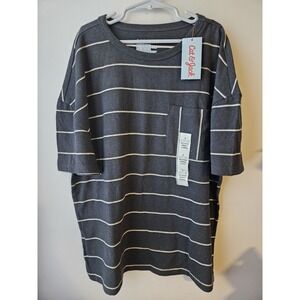 Cat & Jack Boys Black White Stripe Pocket T Tee Shirt Size L 10/12 NWT